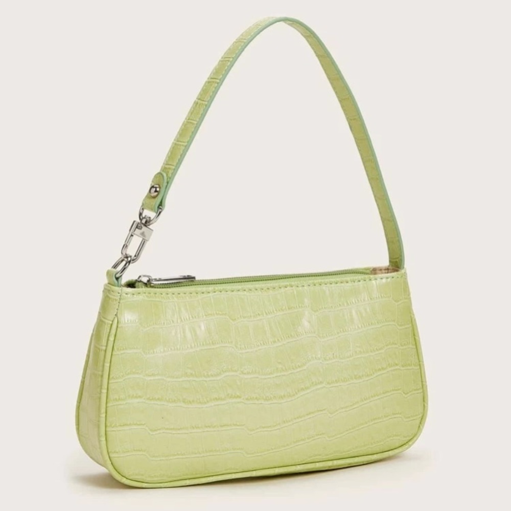 Green Croc Skin Baguette Bag - Picture 2 of 7